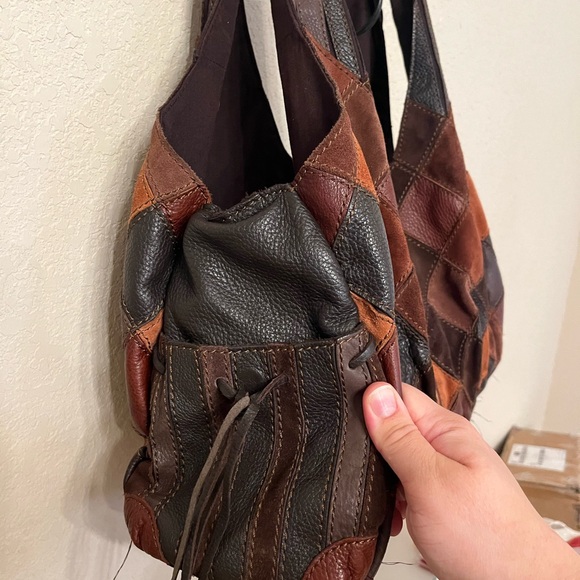 RARE Vintage Patchwork Leather Hobo Y2K Bag - Picture 5 of 12